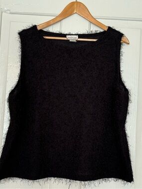 Y2K 90’s Fuzzy Sleeveless Black Sweater- Fashion 2 Fashion